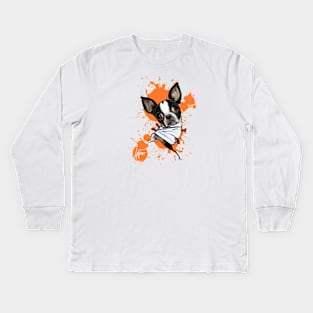 Crazy Boston Terrier Kids Long Sleeve T-Shirt